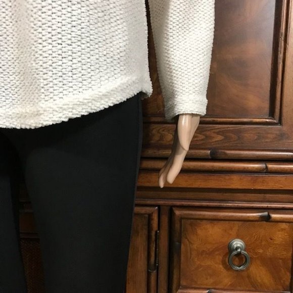 NWOT Tribal Ivory Chenille Drawstring Grommet Curved Hem Sweater Hoodie - Picture 14 of 16